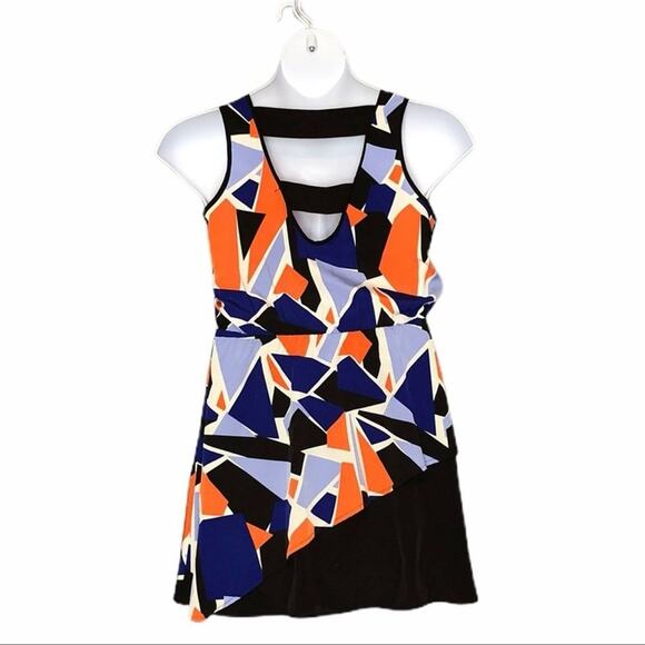 Harlowe & Graham Blue & Orange Geometric Dress Size Small - Picture 4 of 7